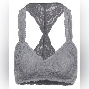 NWT Free People Intimates Galloon Lace RacerBack Bra Graphite Gray